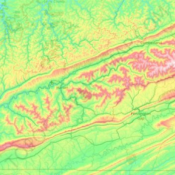 Carte topographique Harlan County, altitude, relief