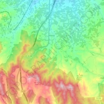 Carte topographique Paniza, altitude, relief