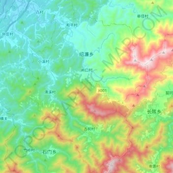 Carte topographique 绍濂乡, altitude, relief