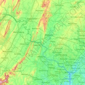 Carte topographique Islands Of The Potomac Wildlife Management Area, altitude, relief