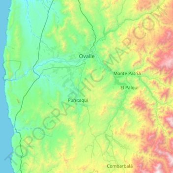 Carte topographique Ovalle, altitude, relief