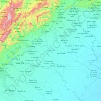 Carte topographique Estado Portuguesa, altitude, relief