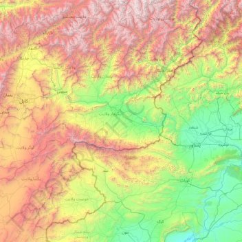 Carte topographique Kabul River, altitude, relief