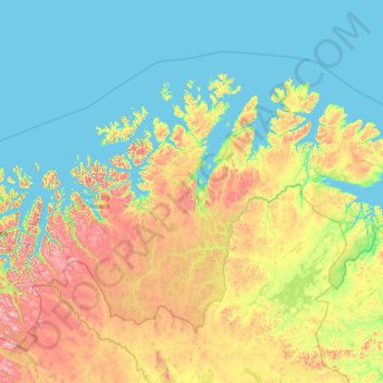 Carte topographique Finnmark, altitude, relief