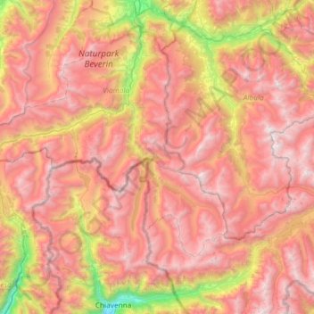 Carte topographique Chaîne de l'Oberhalbstein, altitude, relief
