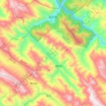 Carte topographique 沿河乡, altitude, relief