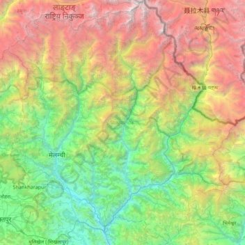 Carte topographique Sindhupalchowk, altitude, relief