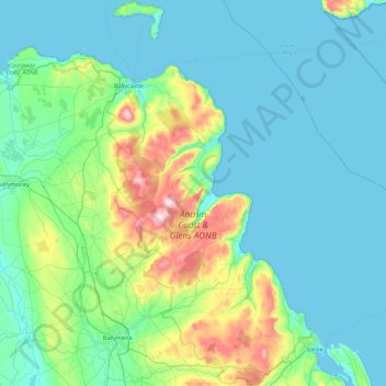 Carte topographique Ireland, altitude, relief