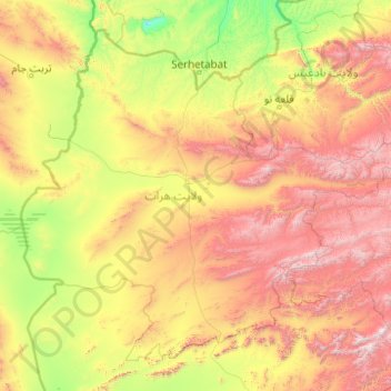 Carte topographique Herat, altitude, relief
