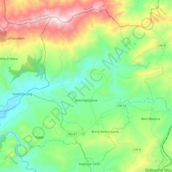 Carte topographique Beni Hamidene, altitude, relief
