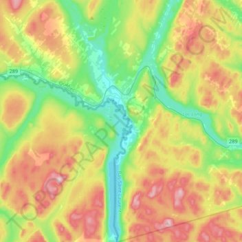 Carte topographique Rivière-Bleue, altitude, relief