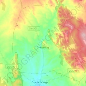 Carte topographique Tresjuncos, altitude, relief