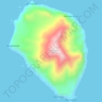 Carte topographique остров Броутона, altitude, relief
