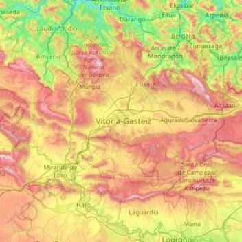 Carte topographique Alava, altitude, relief