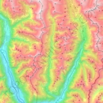 Carte topographique Calancasca, altitude, relief