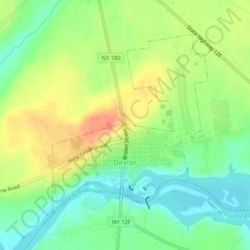Carte topographique Village of Dexter, altitude, relief