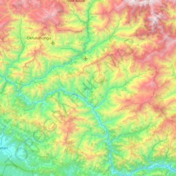 Carte topographique Khotang, altitude, relief