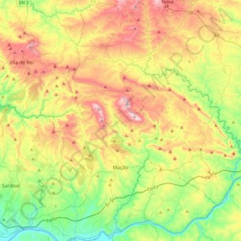 Carte topographique Mação, altitude, relief