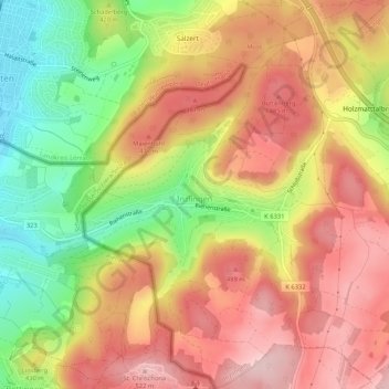 Carte topographique Inzlingen, altitude, relief