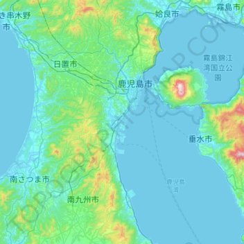 Carte topographique Kagoshima, altitude, relief