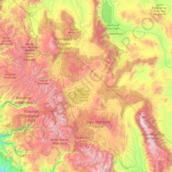 Carte topographique Mono County, altitude, relief