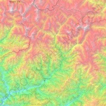 Carte topographique Bajhang, altitude, relief