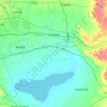 Carte topographique 巴音塔拉镇, altitude, relief