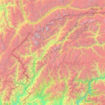 Carte topographique ضلع چترال, altitude, relief