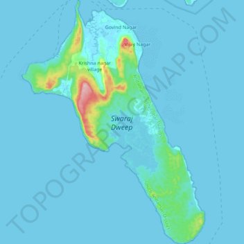 Carte topographique Havelock Island, altitude, relief