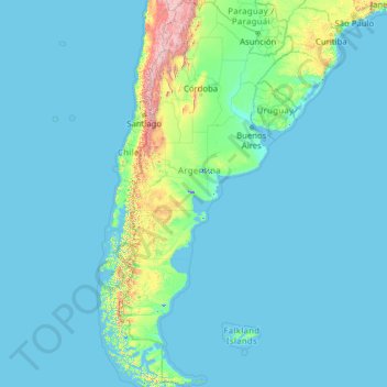 Carte topographique Argentine, altitude, relief