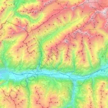 Carte topographique Rarogne occidental, altitude, relief