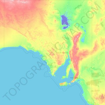 Carte topographique South Australia, altitude, relief