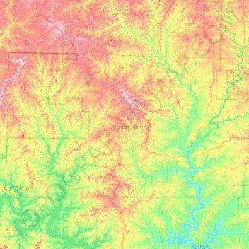 Carte topographique Ozark County, altitude, relief