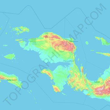 Carte topographique Papouasie occidentale, altitude, relief