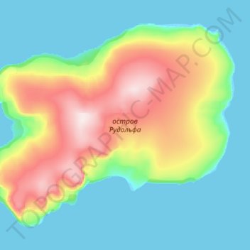 Carte topographique остров Рудольфа, altitude, relief