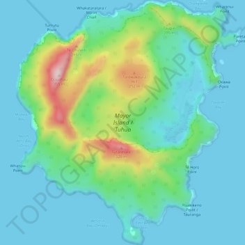 Carte topographique Mayor Island / Tuhua, altitude, relief
