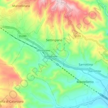 Carte topographique Settingiano, altitude, relief