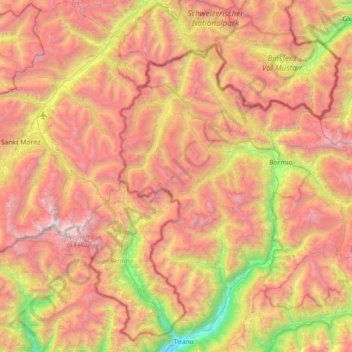 Carte topographique Chaîne de Livigno, altitude, relief