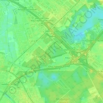 Carte topographique Laher Teich, altitude, relief