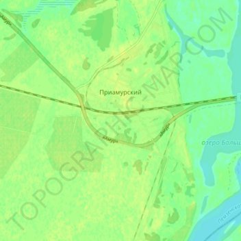 Carte topographique Приамурский, altitude, relief