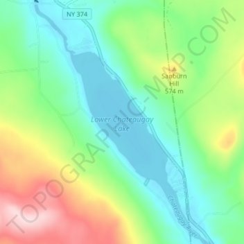 Carte topographique Lower Chateaugay Lake, altitude, relief