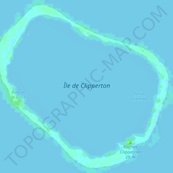 Carte topographique Ilha de Clipperton, altitude, relief