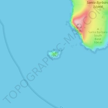 Carte topographique Sutil Island, altitude, relief