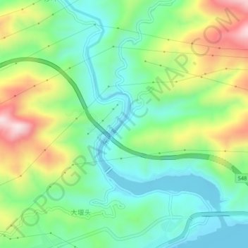 Carte topographique 乐天溪, altitude, relief