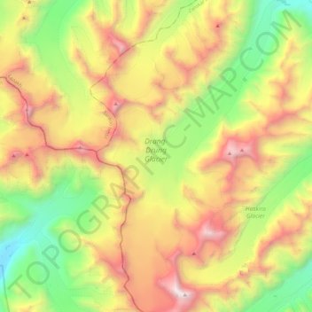 Carte topographique Drang Drung Glacier, altitude, relief