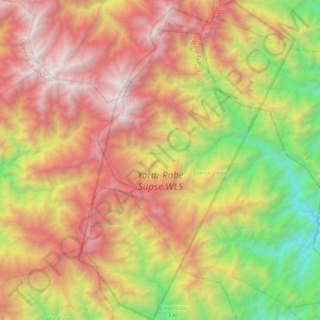 Carte topographique Yordi-Rabe Supse WLS, altitude, relief