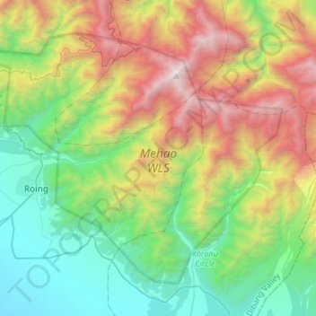 Carte topographique Mehao WLS, altitude, relief