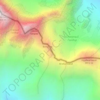 Carte topographique Суганский хребет, altitude, relief
