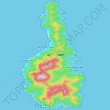 Carte topographique Tioman Island, altitude, relief