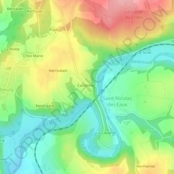 Carte topographique Castennec, altitude, relief